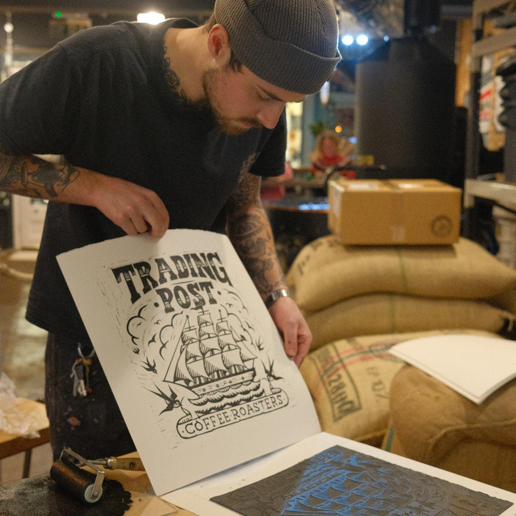 Trading Post Monsoon Malabar Ltd. Edition Organic Tote Bag (Natural/Coffee) - Trading Post Coffee Roasters 